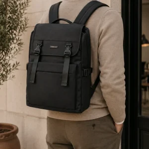 Mochila negra unisex Repelente al Agua Portátil 17" 18L