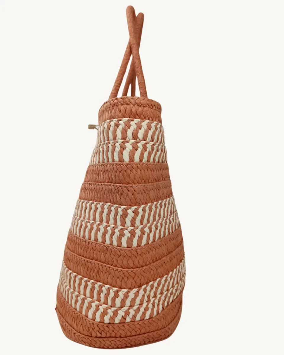 Bolso Shopper Trenzado con Beige Mujer Verano - Imagen 5