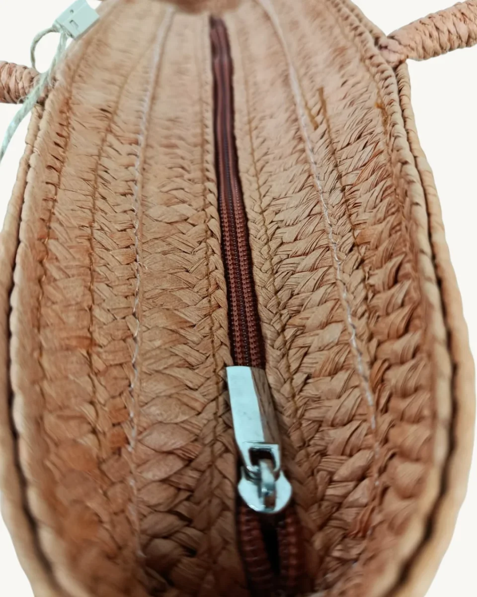 Bolso Shopper Trenzado con Beige Mujer Verano - Imagen 7