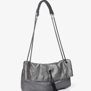 Bolso de fiesta de malla metálica plata