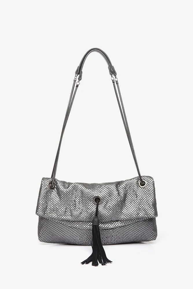 Bolso de fiesta de malla metálica plata - Imagen 3