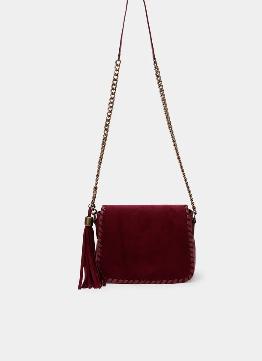 Bolso Bandolera Marrón Solapa Ante - Imagen 8