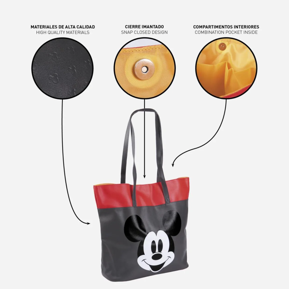BOLSA SHOPPING POLIPIEL MICKEY 38 X 32 X 13CM - Imagen 4