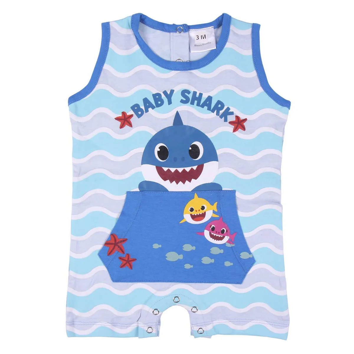 PACK 6 PELELE SINGLE JERSEY BABY SHARK T3-24 MESES