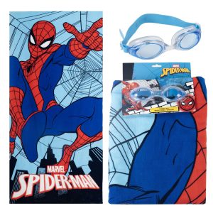 TOALLA SET GAFAS NATACION SPIDERMAN