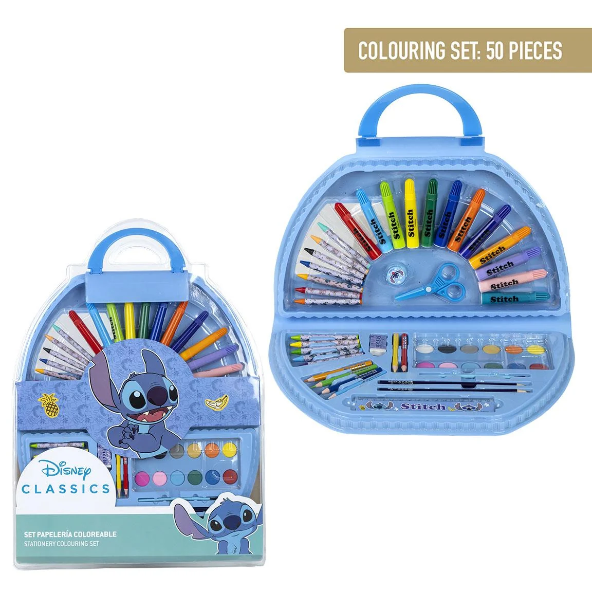 SET PAPELERÍA COLOREABLE 50 PIEZAS STITCH - Imagen 2
