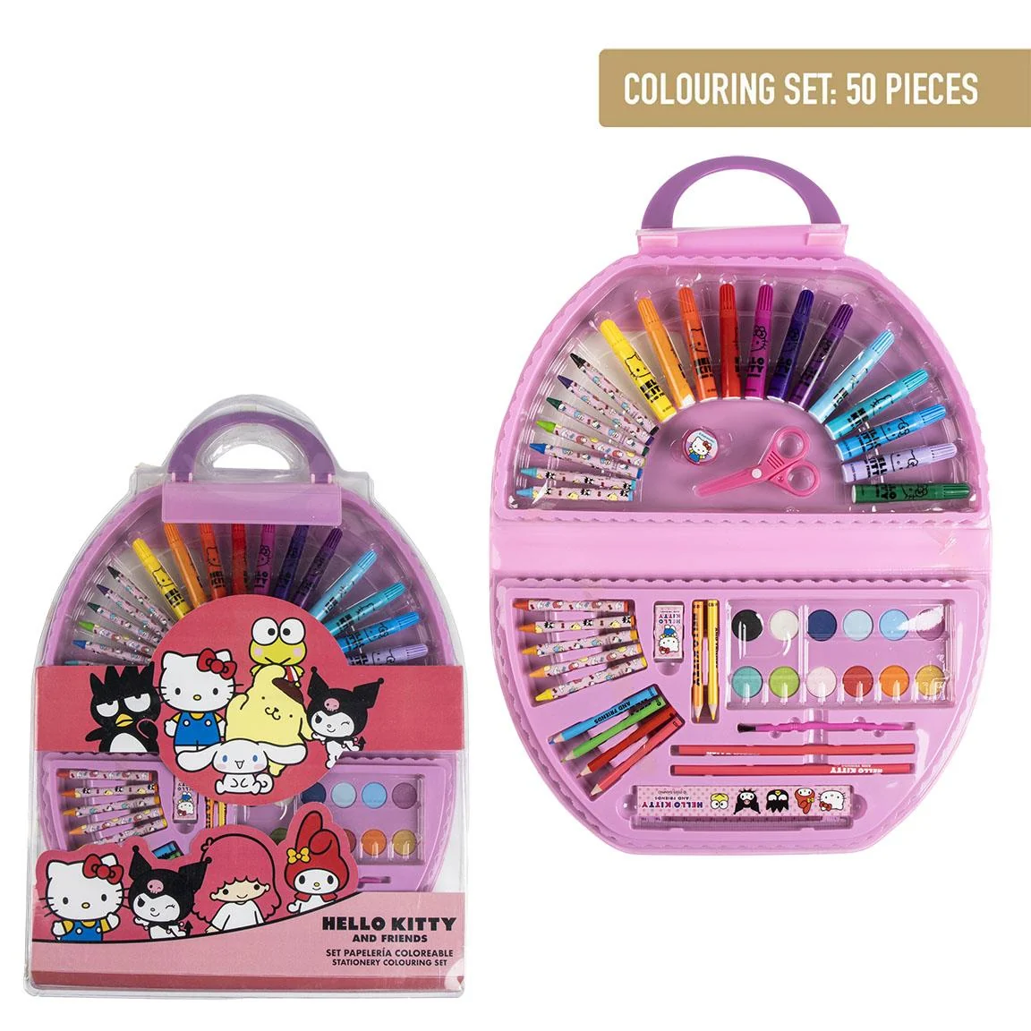 SET PAPELERIA COLOREABLE 50 PIEZAS HELLO KITTY - Imagen 2