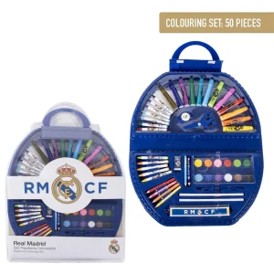 SET PAPELERIA COLOREABLE 50 PIEZAS REAL MADRID