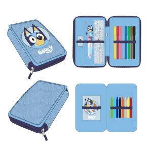PLUMIER CON ACCESORIOS 2 COMPARTIMENTOS BLUEY