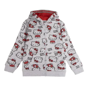 SUDADERA CON CAPUCHA COTTON BRUSHED CREMALLERA HELLO KITTY