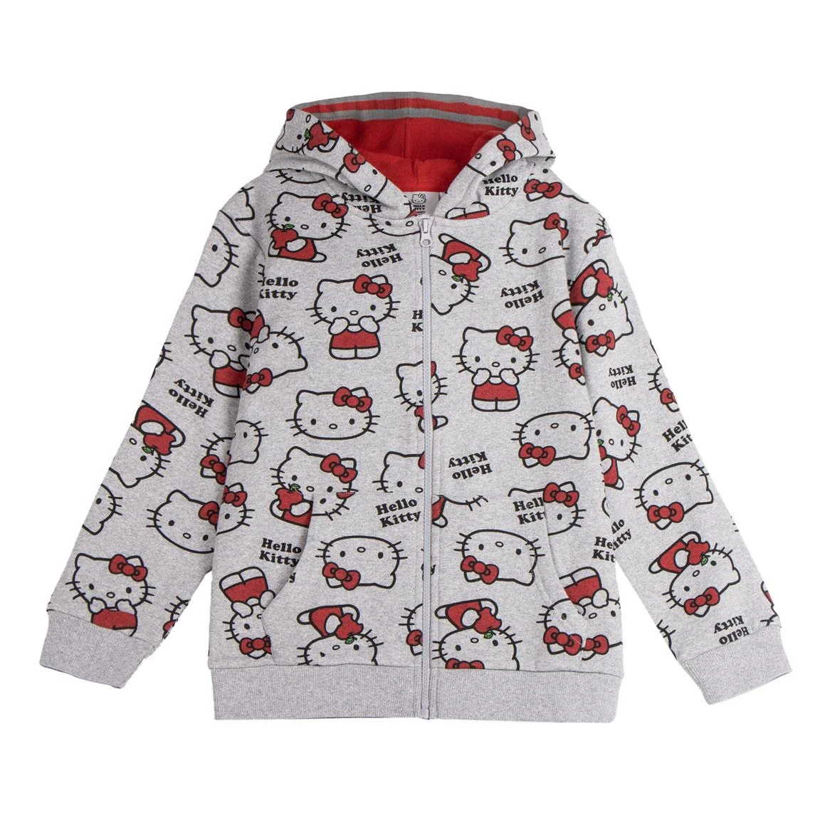 SUDADERA CON CAPUCHA COTTON BRUSHED CREMALLERA HELLO KITTY - Imagen 2