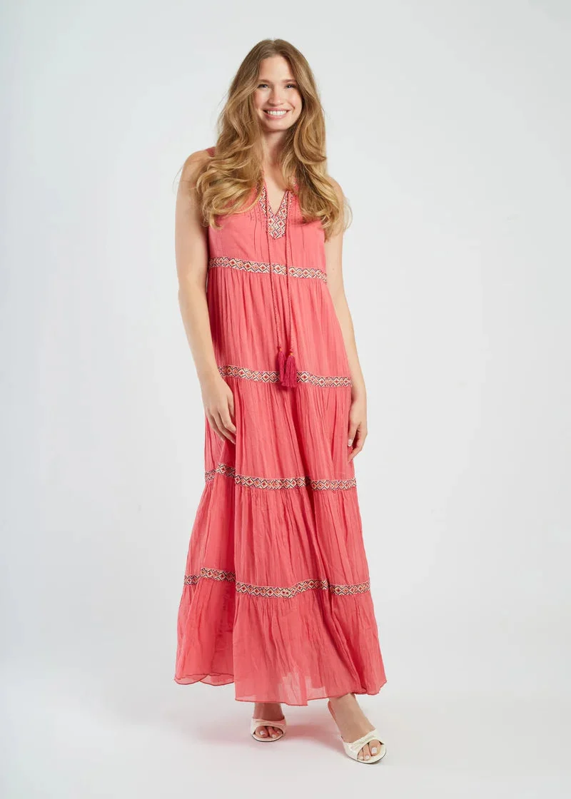 Vestido largo bordado Greta