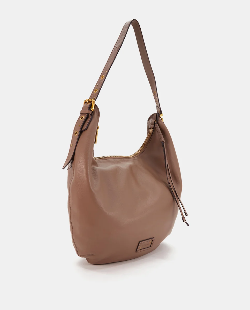 Bolso de hombro en piel taupe - Imagen 4
