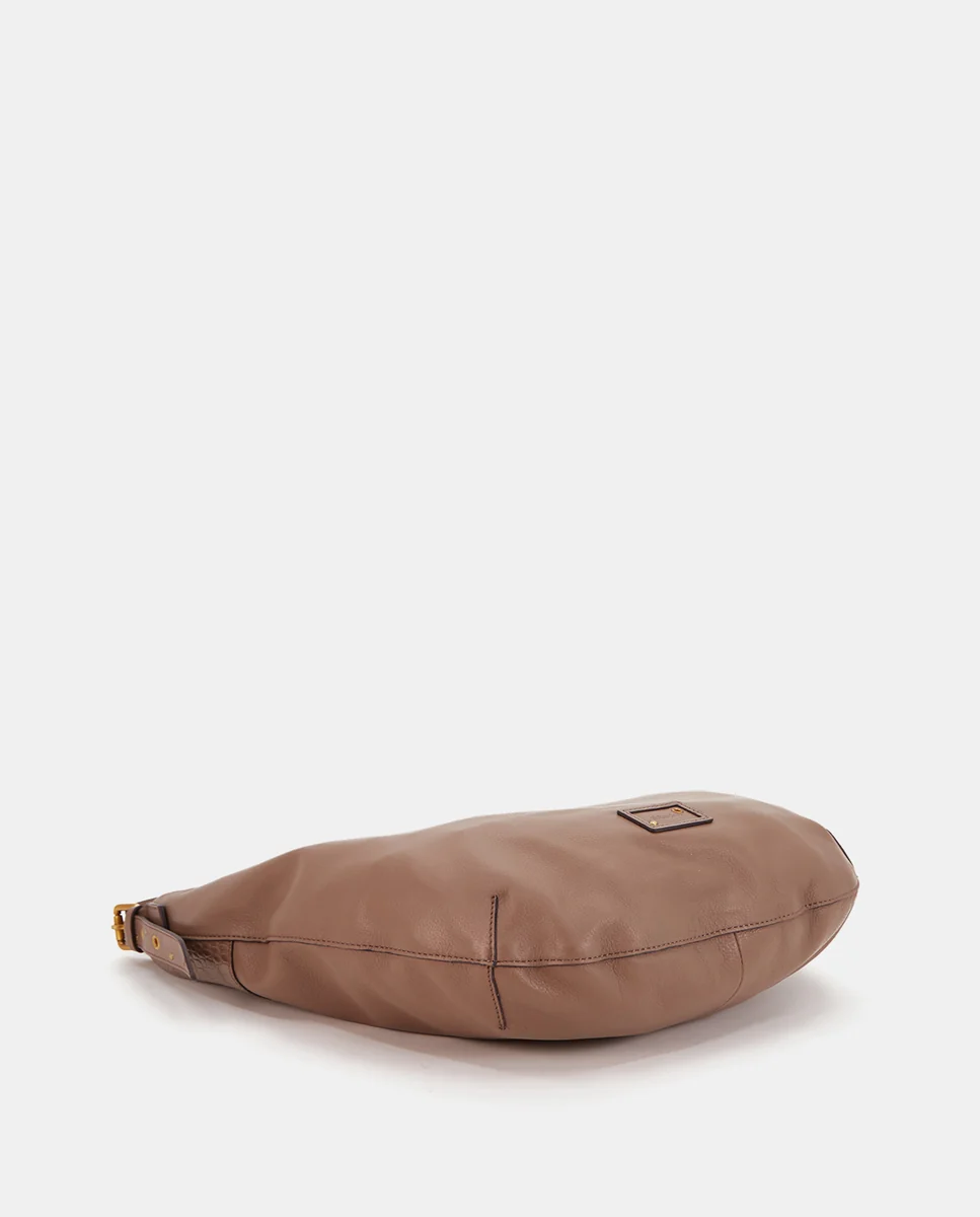 Bolso de hombro en piel taupe - Imagen 5
