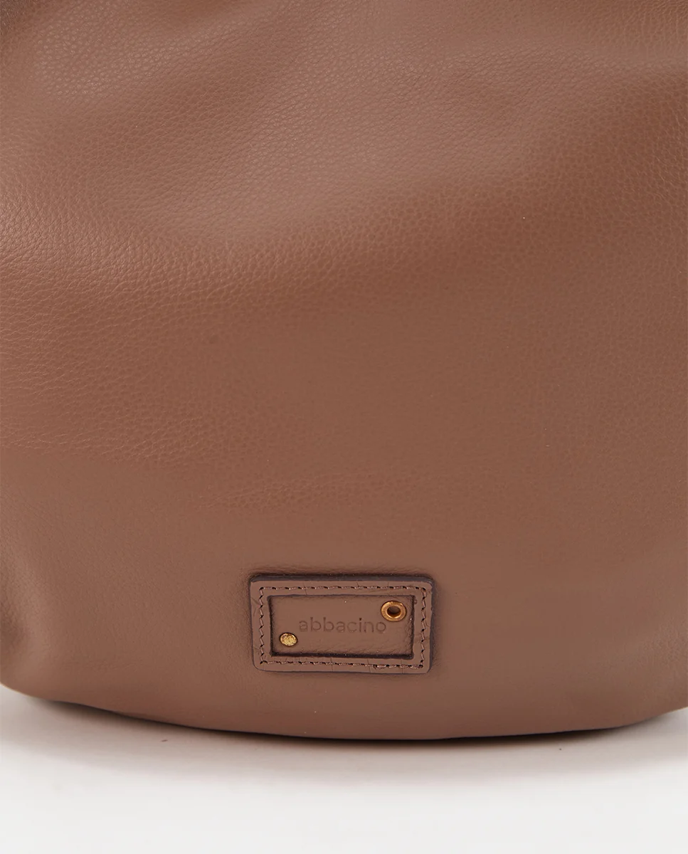 Bolso de hombro en piel taupe - Imagen 7