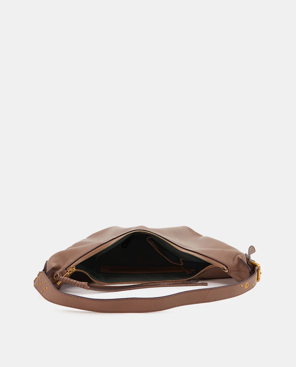 Bolso de hombro en piel taupe - Imagen 6