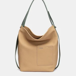 Bolso de hombro en piel camel