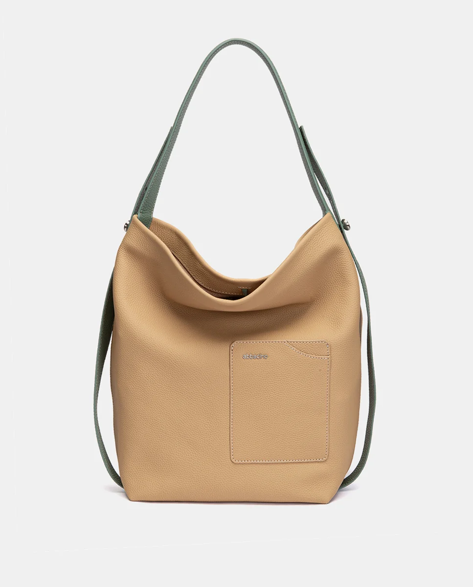 Bolso de hombro en piel camel