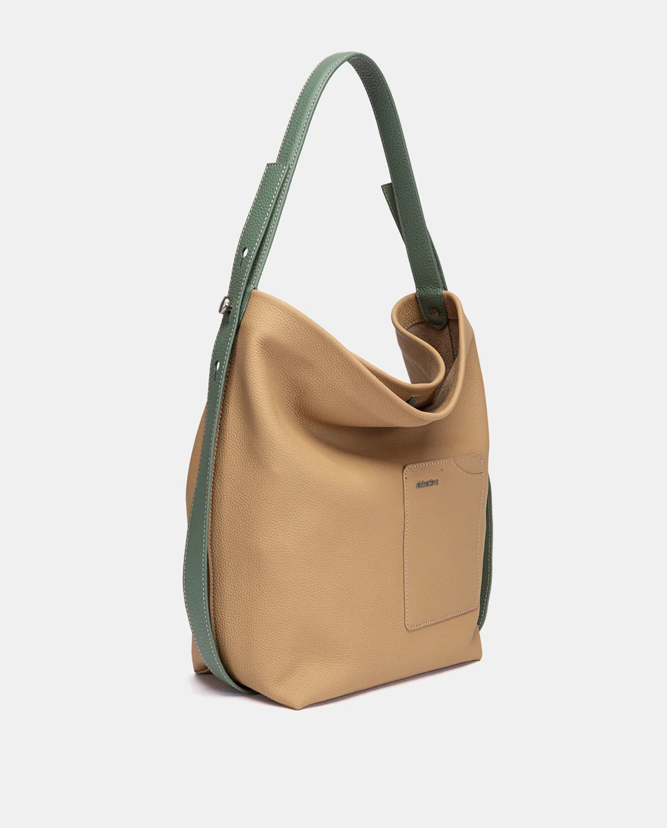 Bolso de hombro en piel camel - Imagen 3