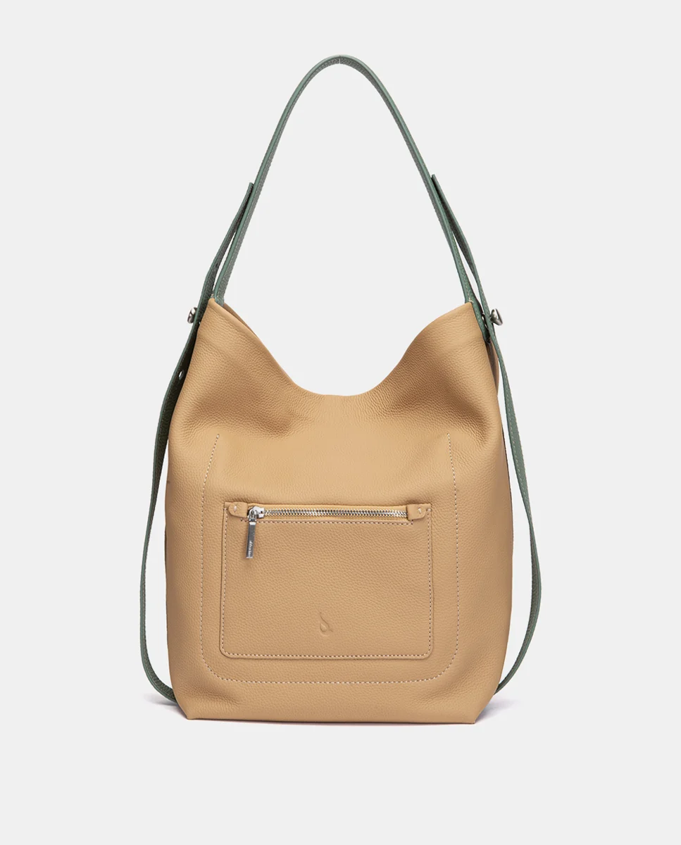 Bolso de hombro en piel camel - Imagen 4