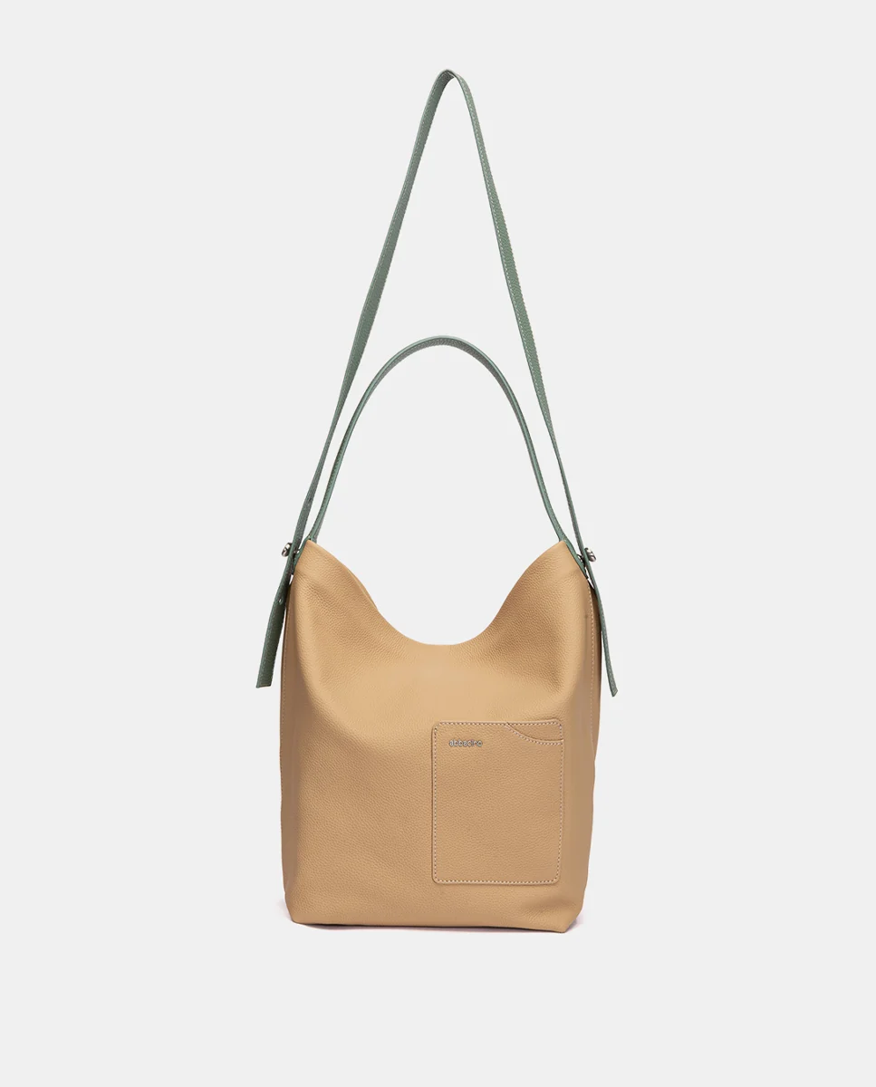 Bolso de hombro en piel camel - Imagen 5
