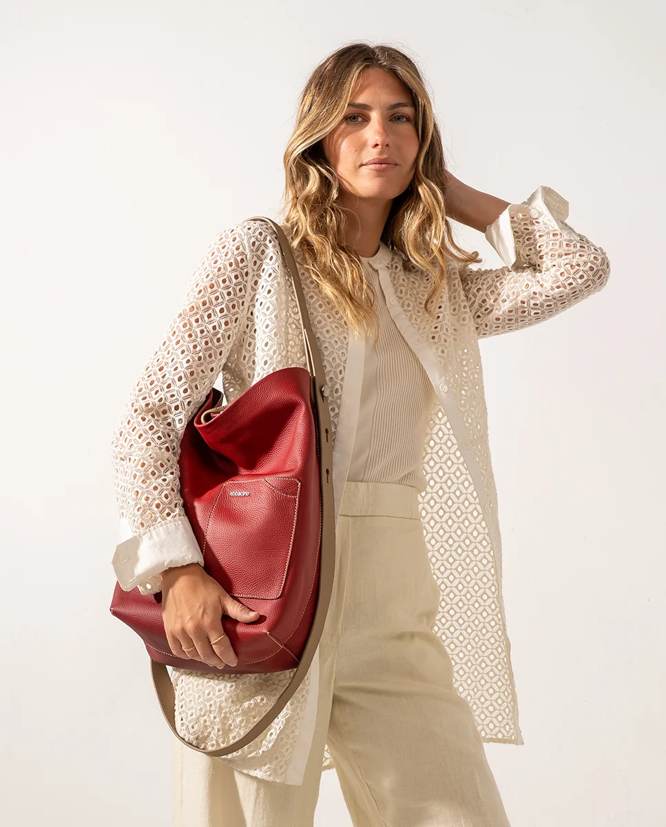 Bolso de hombro en piel rojo - Imagen 3
