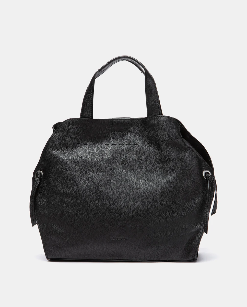 Bolso de mano en piel negra - Imagen 3