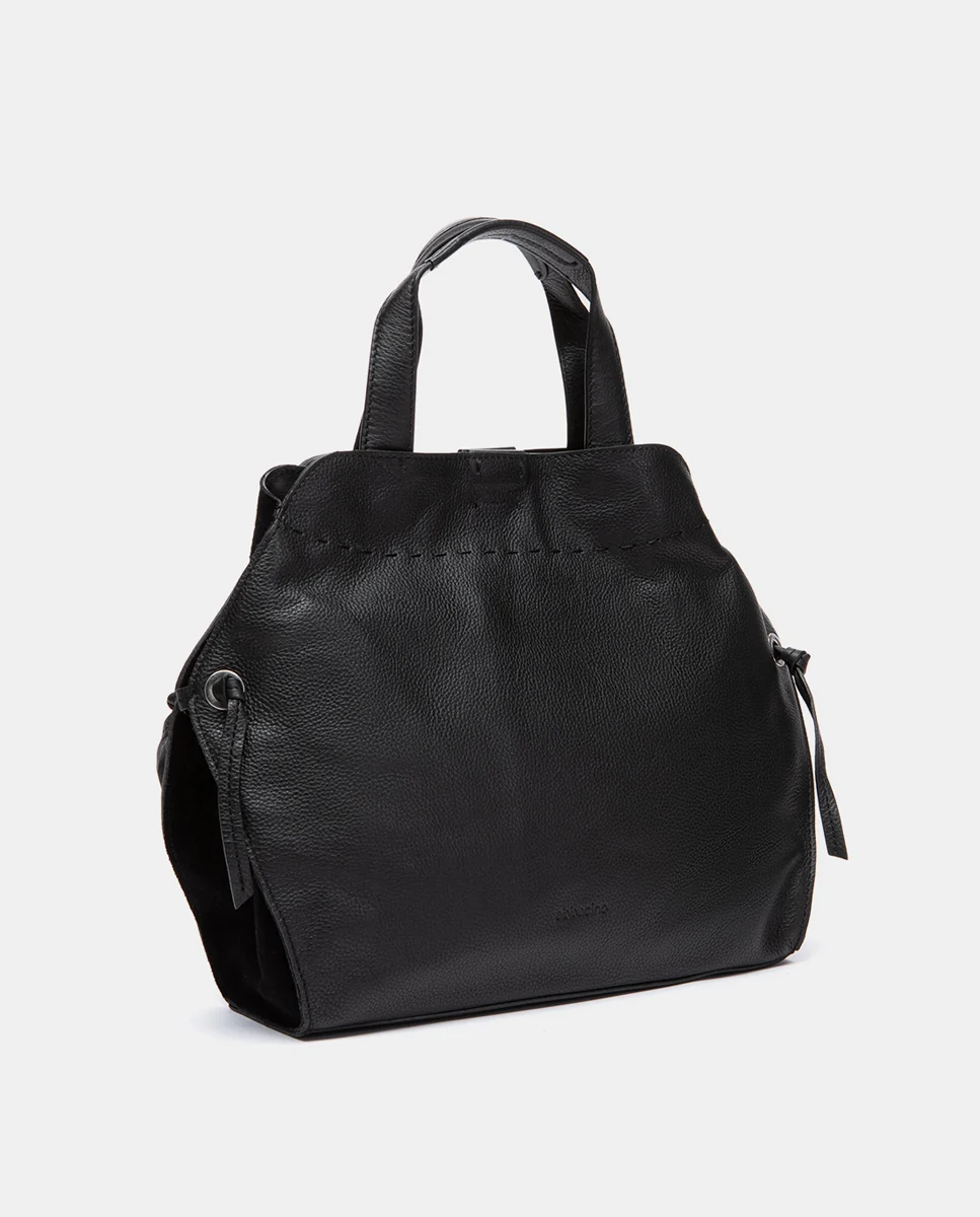 Bolso de mano en piel negra - Imagen 5