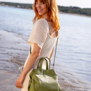 Bolso de mano en piel verde