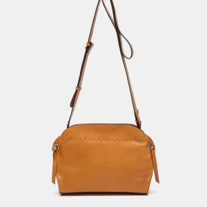 Bandolera en piel cognac