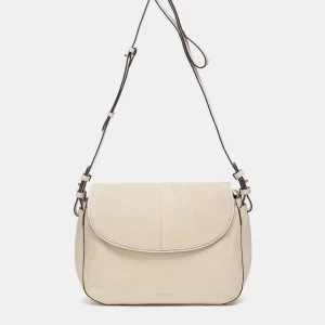 Bandolera en piel y serraje beige