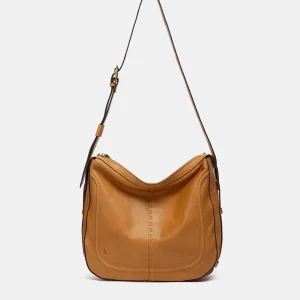 Bolso de hombro en piel cognac