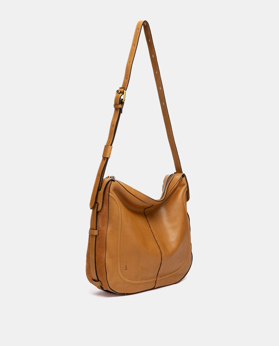 Bolso de hombro en piel cognac - Imagen 3