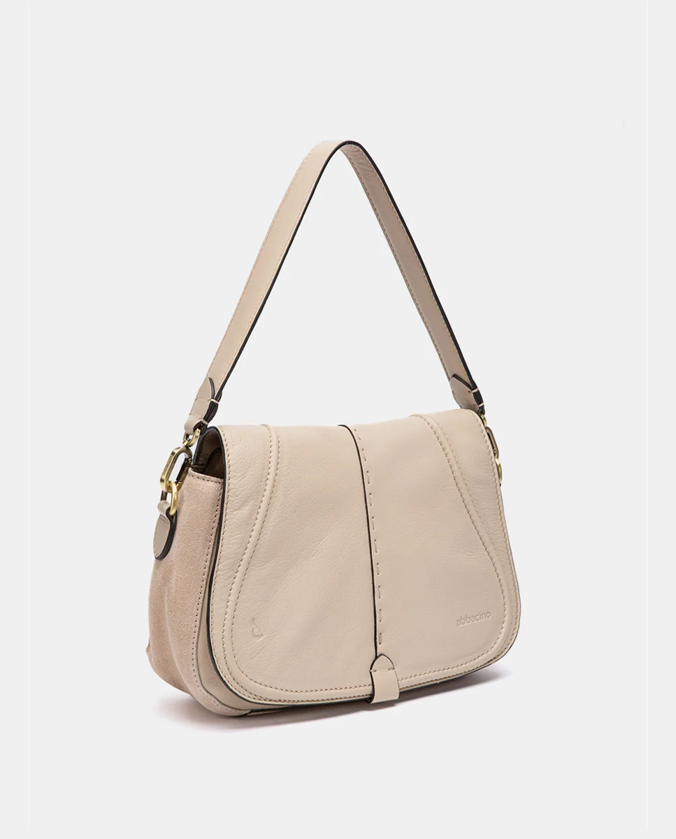 Bandolera en piel beige - Imagen 3