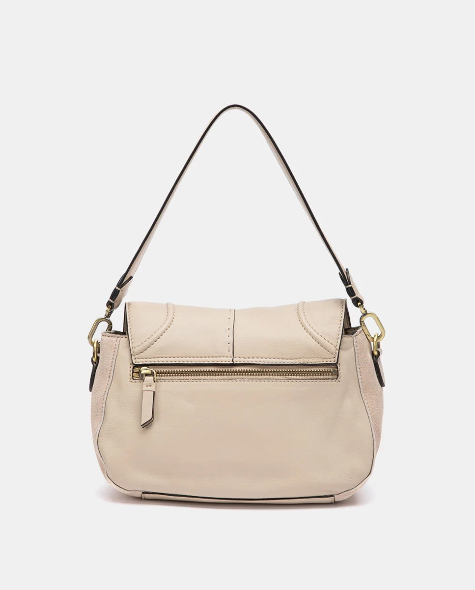 Bandolera en piel beige - Imagen 4
