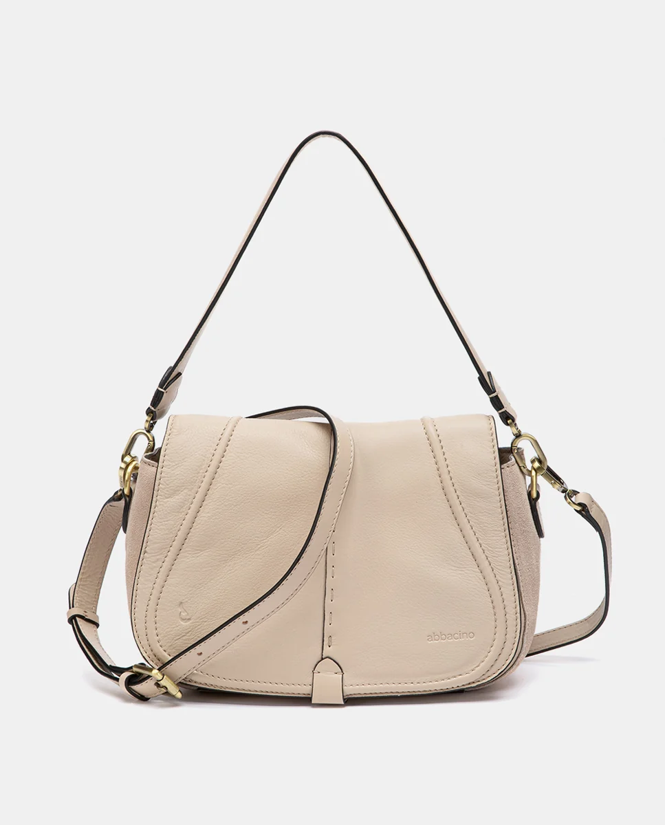 Bandolera en piel beige - Imagen 5