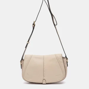 Bandolera en piel beige