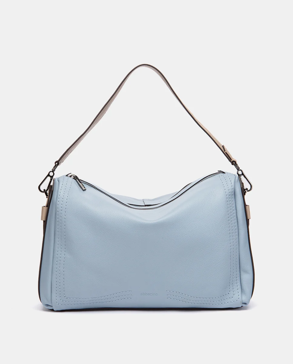 Bolso de hombro en piel azul claro