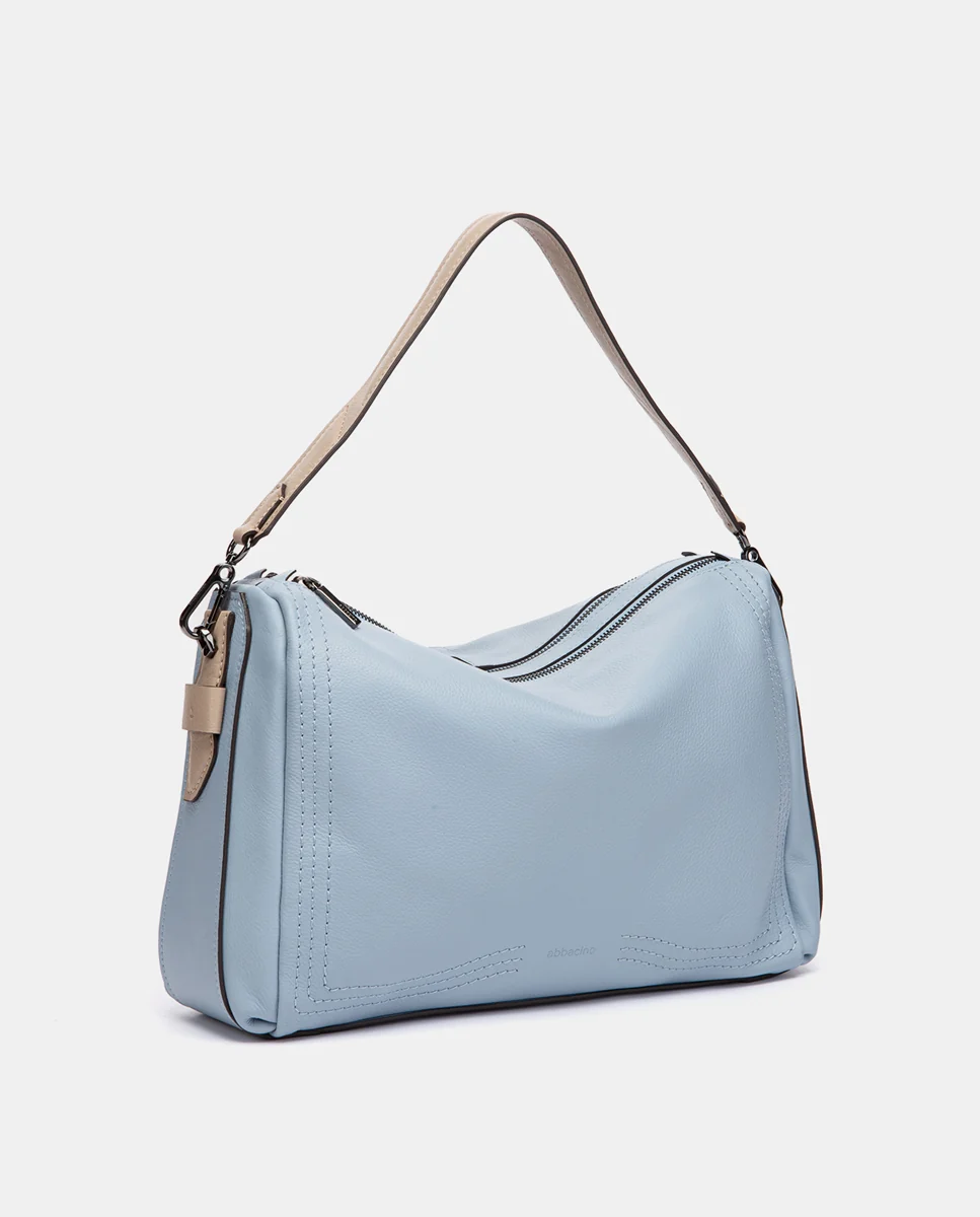 Bolso de hombro en piel azul claro - Imagen 3