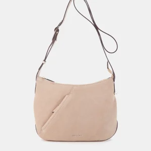 Bandolera en piel y serraje beige