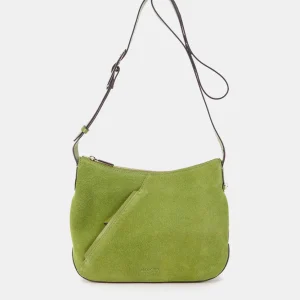 Bandolera en piel y serraje verde