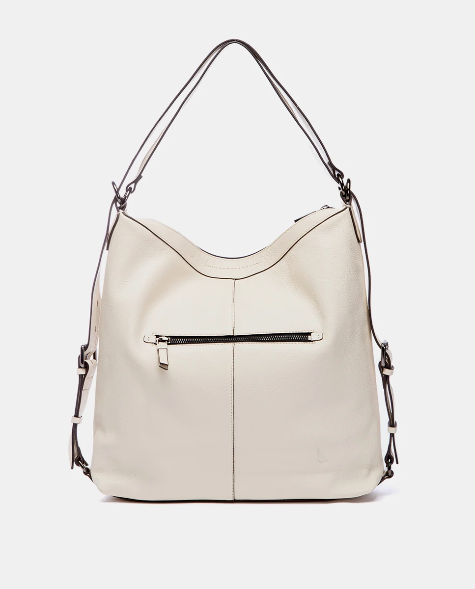 Bolso multifuncional en piel beige - Imagen 4