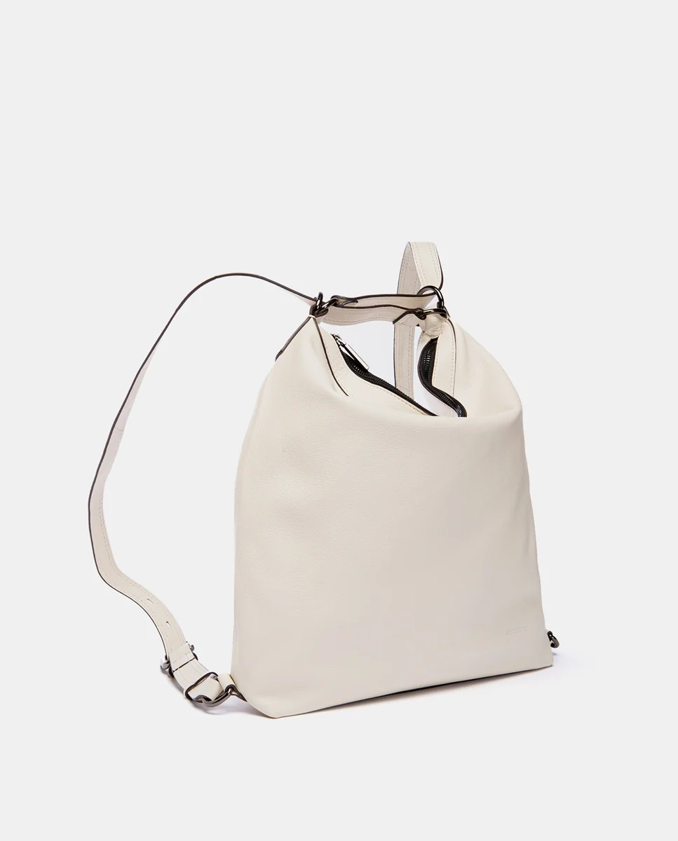 Bolso multifuncional en piel beige - Imagen 5