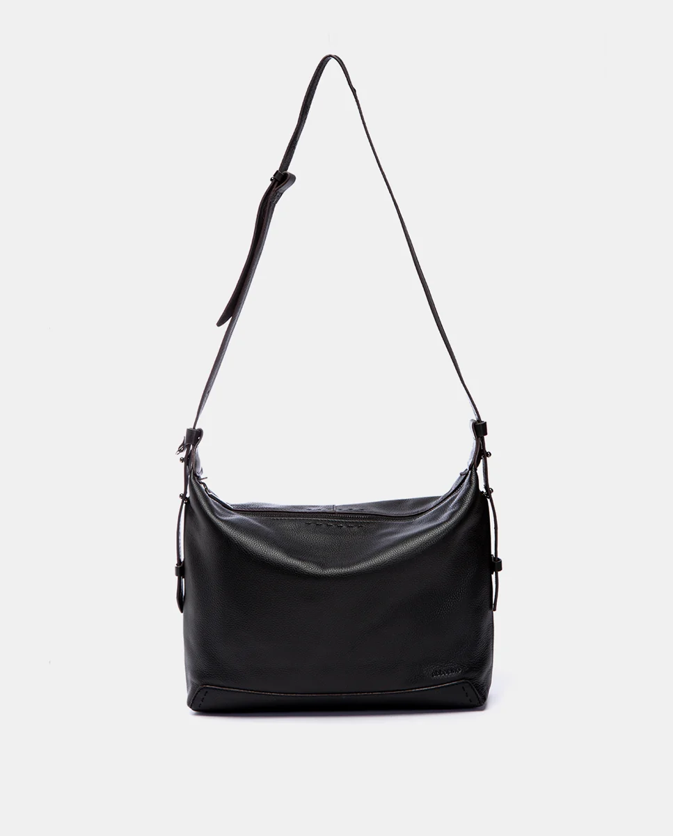 Bandolera grande en piel negra