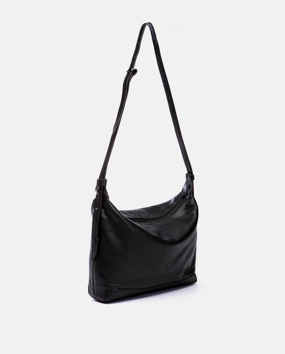 Bandolera grande en piel negra - Imagen 3