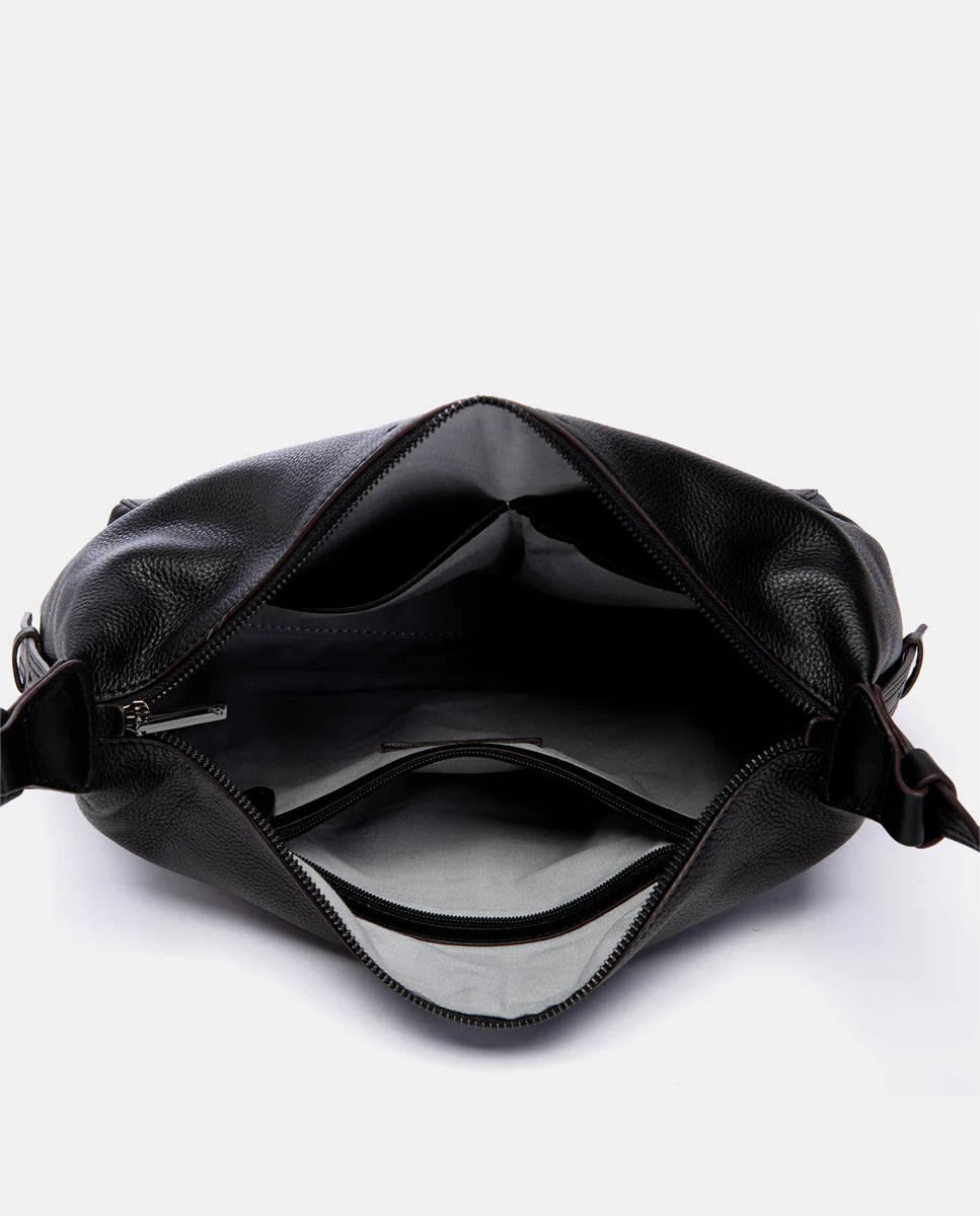 Bandolera grande en piel negra - Imagen 6
