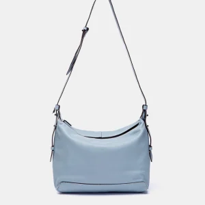 Bandolera grande en piel azul claro