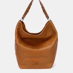 Bolso de hombro en piel cognac