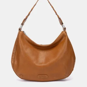 Bolso de hombro pequeño en piel cognac