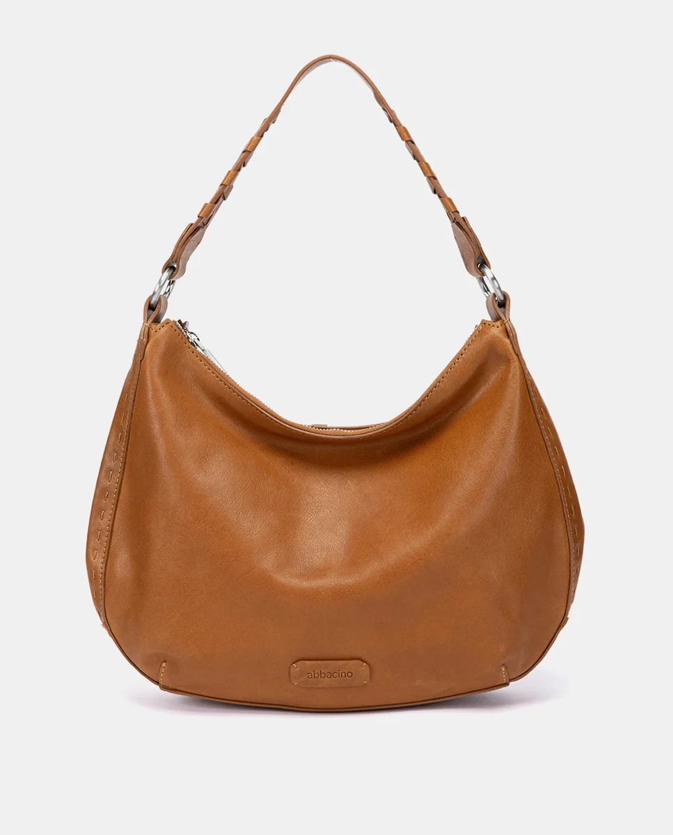 Bolso de hombro pequeño en piel cognac - Imagen 2